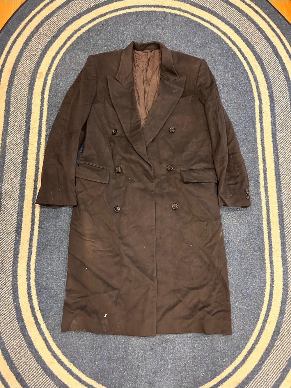 Men's Double-Breasted Long Trench Coat in Dark Brown